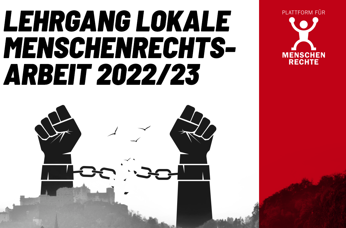 Plakat vom Lehrgang Menschenrechtsarbeit